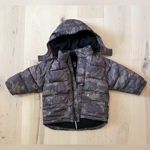 Baby Gap Camo Puffer Jacket Coat Detachable Hood